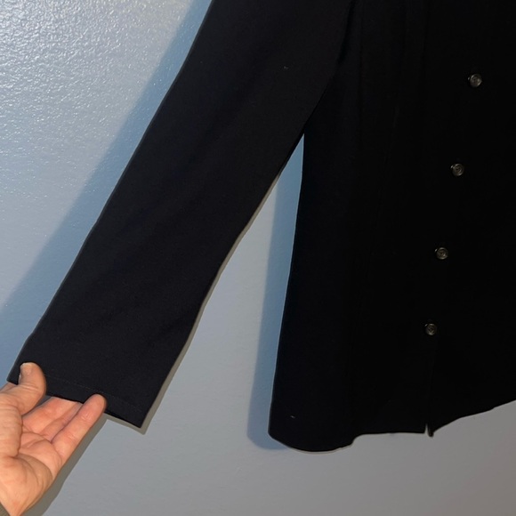 I Crew Navy Blue 100% Wool Longline Collarless Blazer Coat Size 8. G - Picture 2 of 5